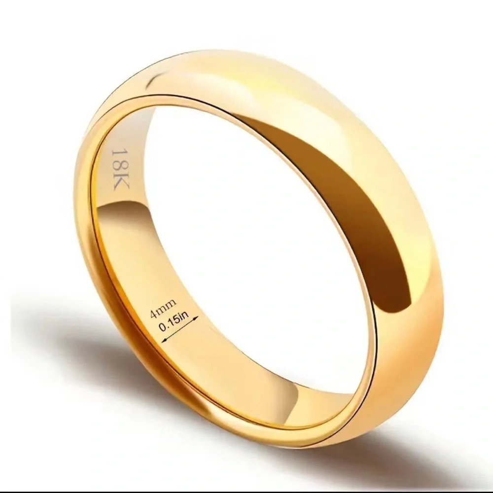 Ladies 18kt solid yellow gold 4mm classic dome wedding band NWT 7.5 - Picture 6 of 7